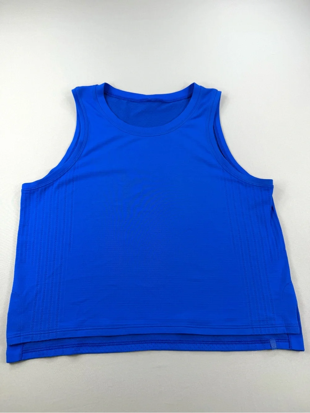 Lululemon Blue Cropped Running Tank Top Mesh Back Athletic Workout